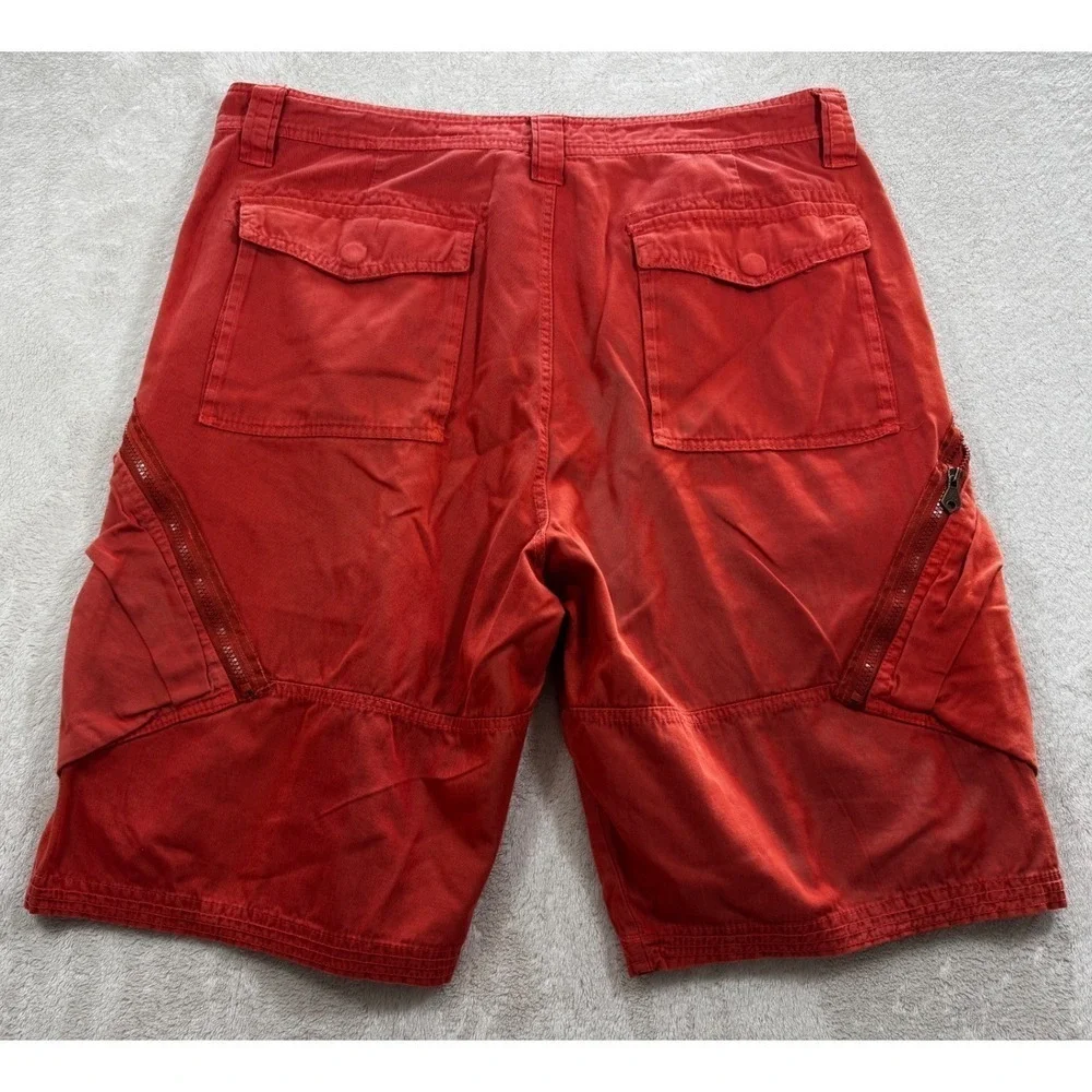 Akoo Brand Mens Cargo Multi-Pocket Solid Red Shorts‎ 40 Meas: 40x12